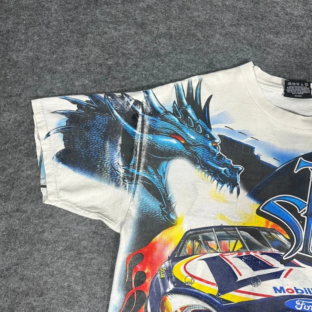 Rare VTG 90s Rusty Wallace Nascar Dragon All Over Print T‎ Shirt Medium Chase